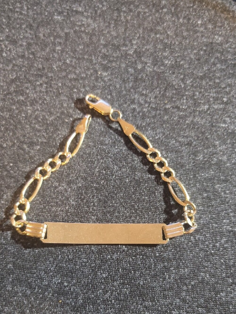 Solid 14k Yellow Gold Figaro ID Bracelet 7g 7.5" Michael Anthony ( - Picture 6 of 10